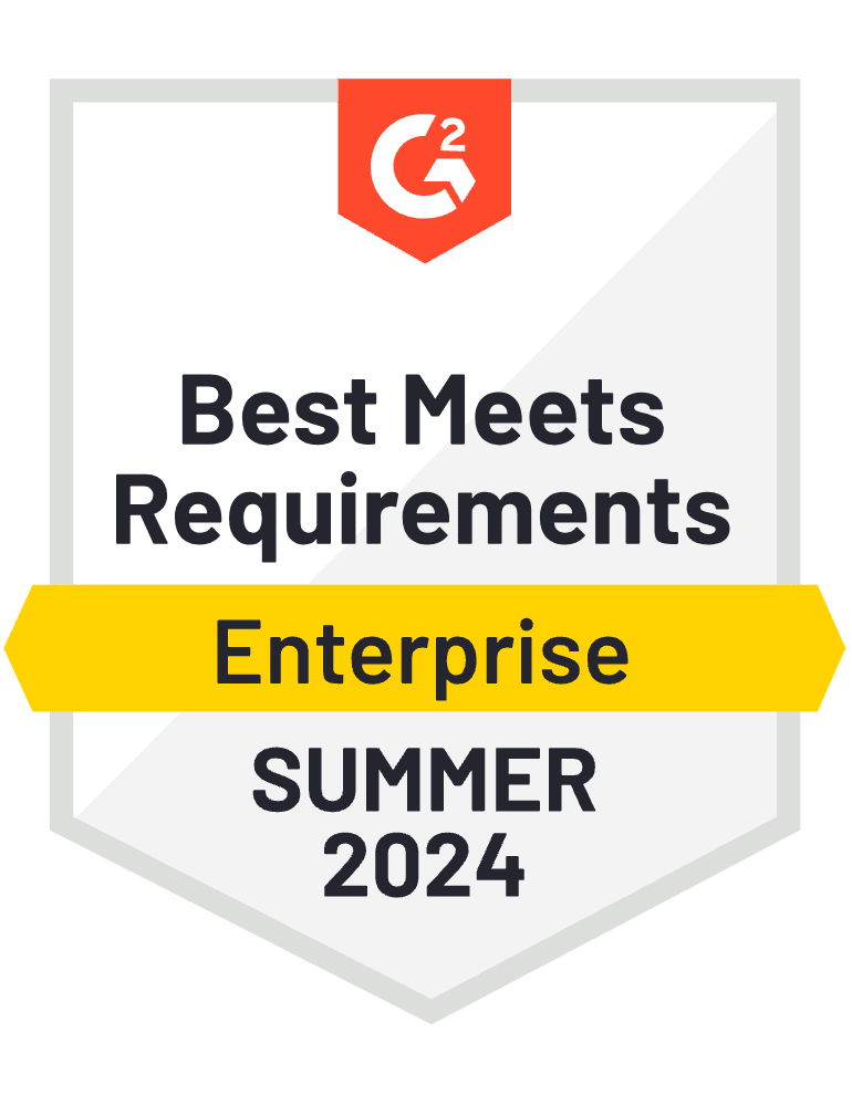 Vyond G2 award for Best Meets Requirements Enterprise Summer 2024